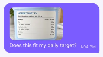Message with the photo: “Does this fit my daily target?”