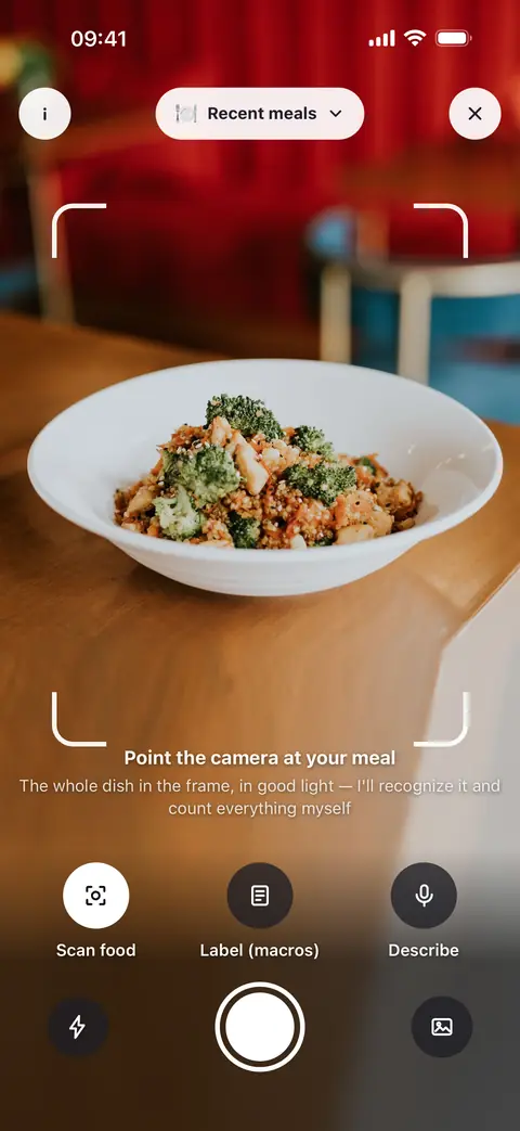 Mira’s camera pointed at a plate of food