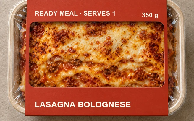 Lasagna bolognese ready meal, 350 g, in its pack